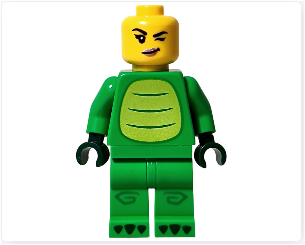 レゴ コレクタブル 71051「ミニフィギュア シリーズ28」ワニ コスチューム ミニフィギュア 被りものなし 表情差分1