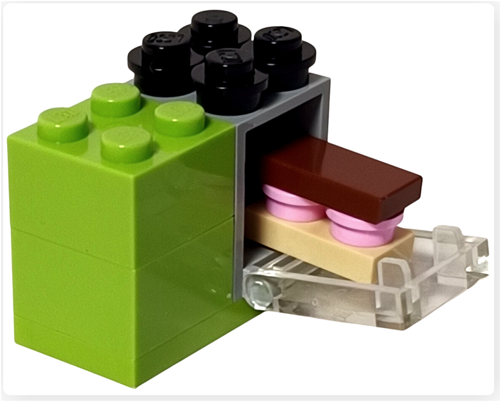 レゴ フレンズ 3930「アウトドアベーカリー」オーブンの中に焼き菓子パーツを入れた状態