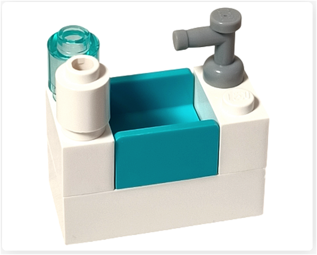 レゴ フレンズ 3930「アウトドアベーカリー」流し台に蛇口パーツを取り付けた状態