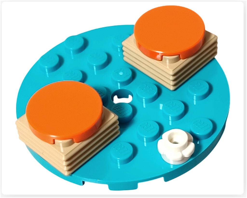 レゴ フレンズ 41724「ペイズリーのおうち」丸いオレンジ色の丸イスを組み立てた様子