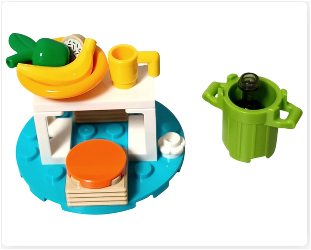 レゴ フレンズ 41724「ペイズリーのおうち」グリーンカラーのゴミ箱パーツの完成状態