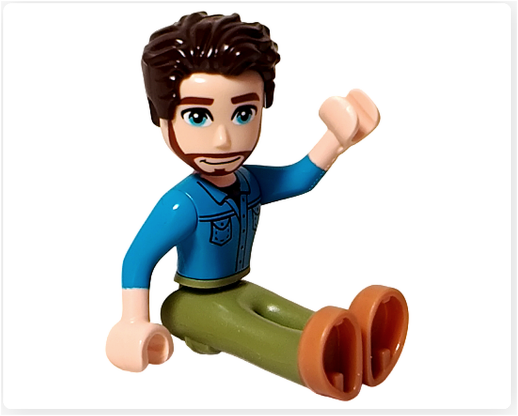 レゴ フレンズ 41724「ペイズリーのおうち」 ジョナサンのミニドール 両脚を伸ばして床に座っている状態