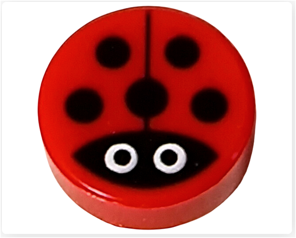 レゴ フレンズ 41724「ペイズリーのおうち」 てんとう虫のパーツ 赤色の円形ボディに黒い斑点と目がプリントされている状態