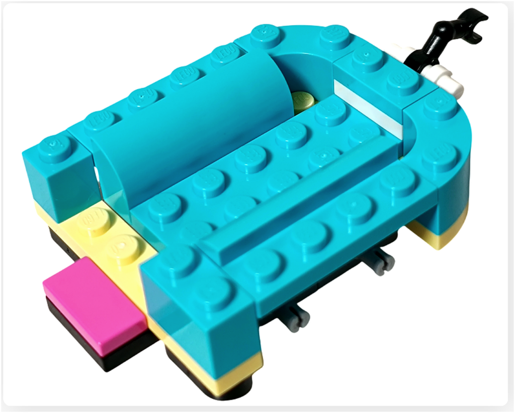 レゴ フレンズ 41733「タピオカティスタンド」の床完成状態。店側に立つスペースが確保され、屋台内部の構造が分かる状態。