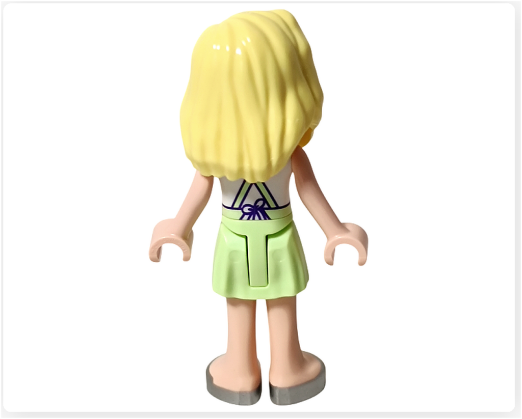 レゴ フレンズ 41733 「タピオカティ スタンド」 マチルダ 背面向きで直立し、エプロン紐とスカート背面が見える