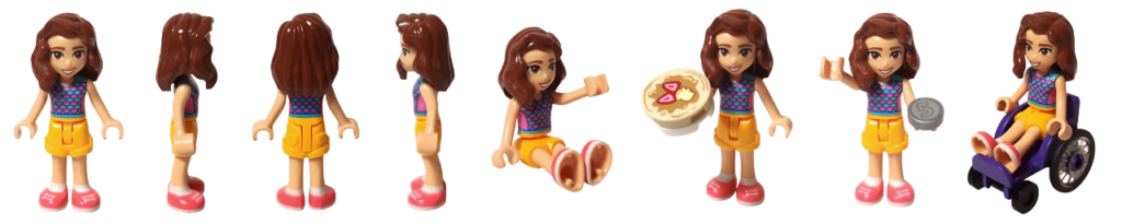 レゴ フレンズ 41753「パンケーキ屋」 ミニドール ルーナ ポーズ一覧 正面・側面・座り・パンケーキ受け取り・支払い・車いす