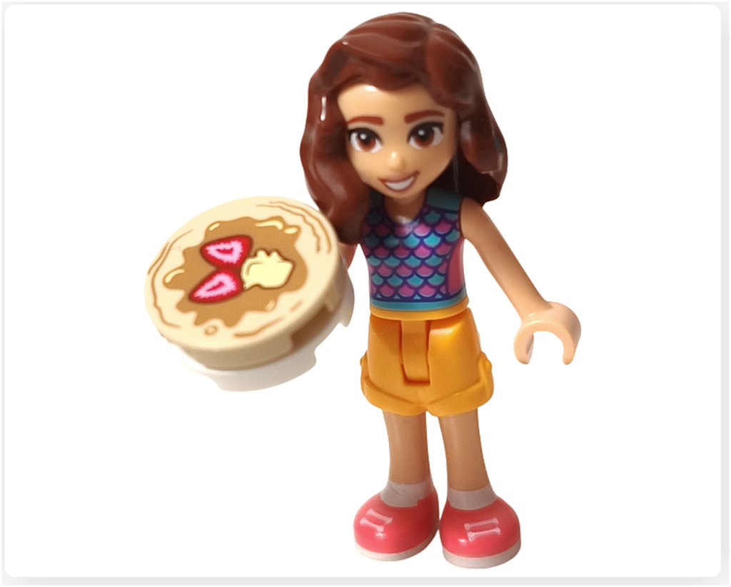 レゴ フレンズ 41753「パンケーキ屋」 ミニドール ルーナ パンケーキを受け取る場面