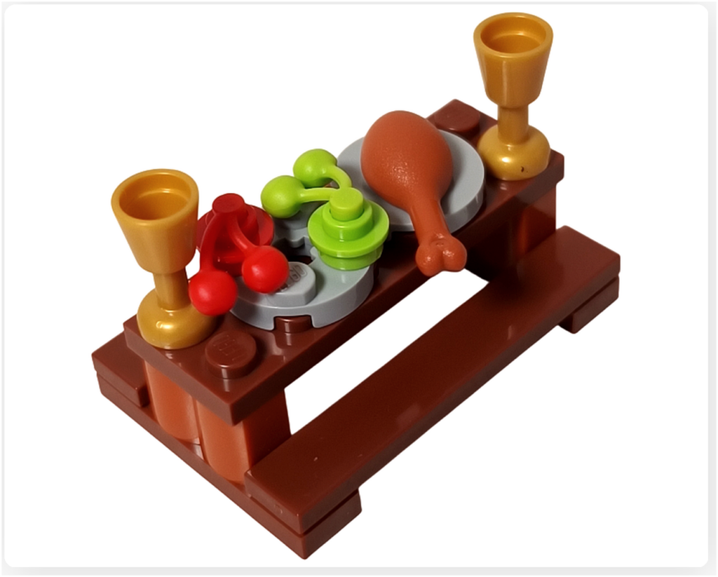 レゴ ハリー・ポッター 76460 「ホグワーツ城 組分け帽子の儀式」 長机 料理配置 食器と料理を並べた状態