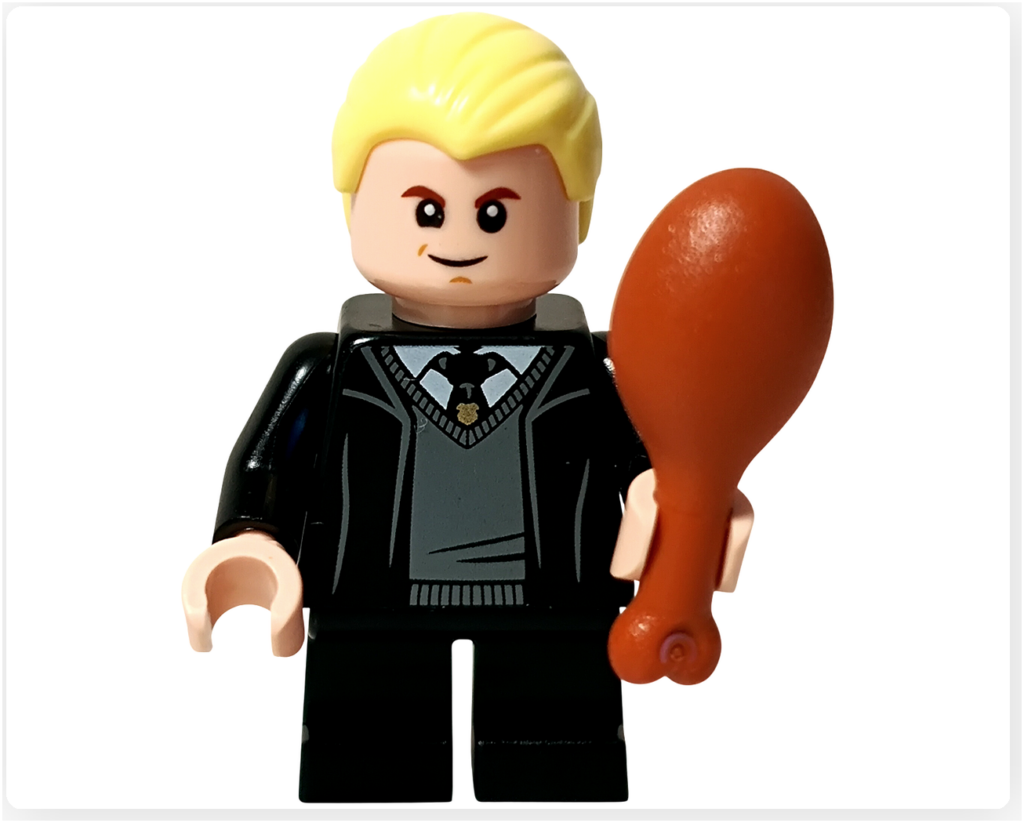 レゴ ハリー・ポッター 76460「ホグワーツ城 組分け帽子の儀式」 マルフォイ 骨付き肉もち 通常表情 正面