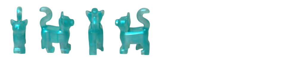 レゴ ハリー・ポッター 76460「ホグワーツ城 組分け帽子の儀式」ネコのパトローナス 正面・右側面・背面・左側面 クリアブルー