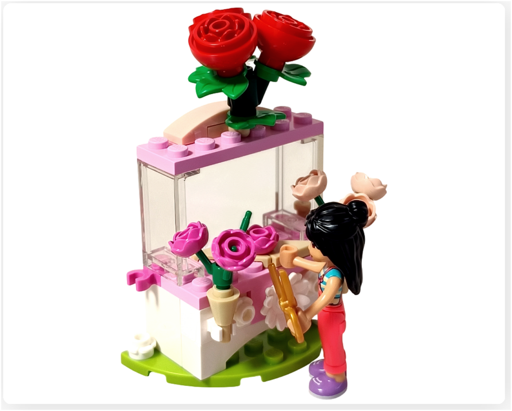 レゴ フレンズ 30721 「バラのお花屋さん」リアンがバラの手入れをしている回想シーンのイメージ写真