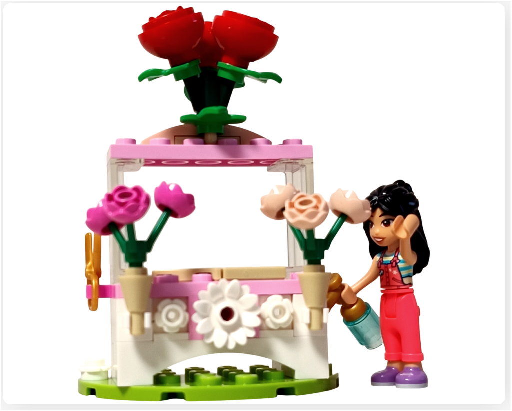 レゴ フレンズ 30721 「バラのお花屋さん」リアンがバラの香りを楽しんでいる回想シーンのイメージ写真