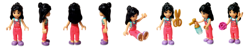 レゴ フレンズ 30721「バラのお花屋さん」リアン ミニドール全ポーズ一覧サムネイル｜正面・側面・背面と付属小物の紹介画像