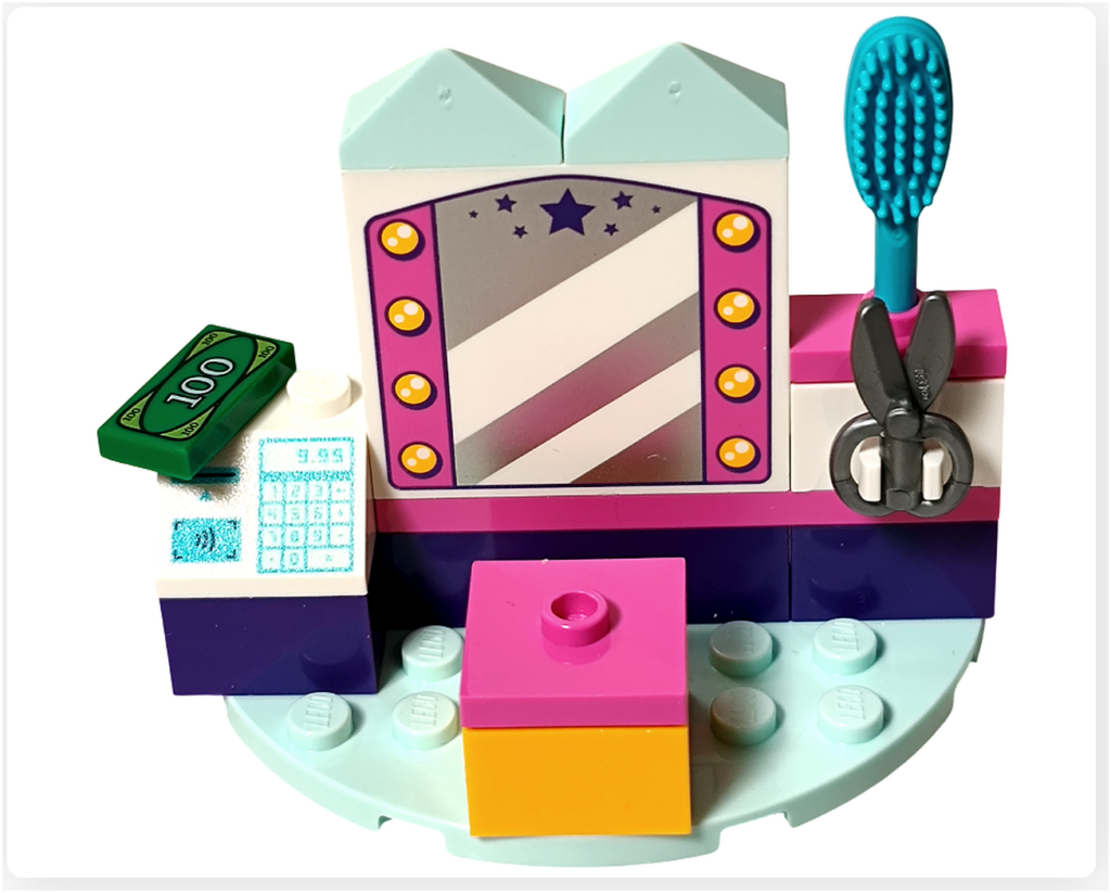 レゴ フレンズ 41439「ねこのペットサロンカー」 組立レビュー 中央席付き完成サロンユニットの全体