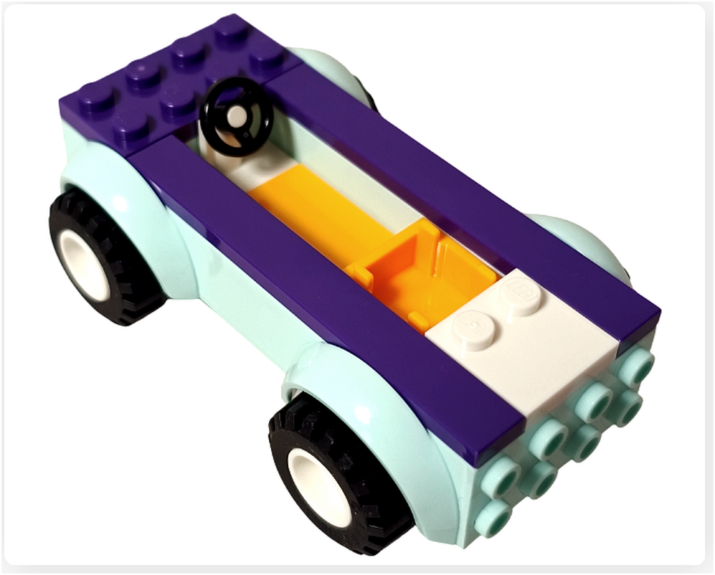 レゴ フレンズ 41439「ねこのペットサロンカー」 組立レビュー 紫ブロックで囲った車内内装の途中段階