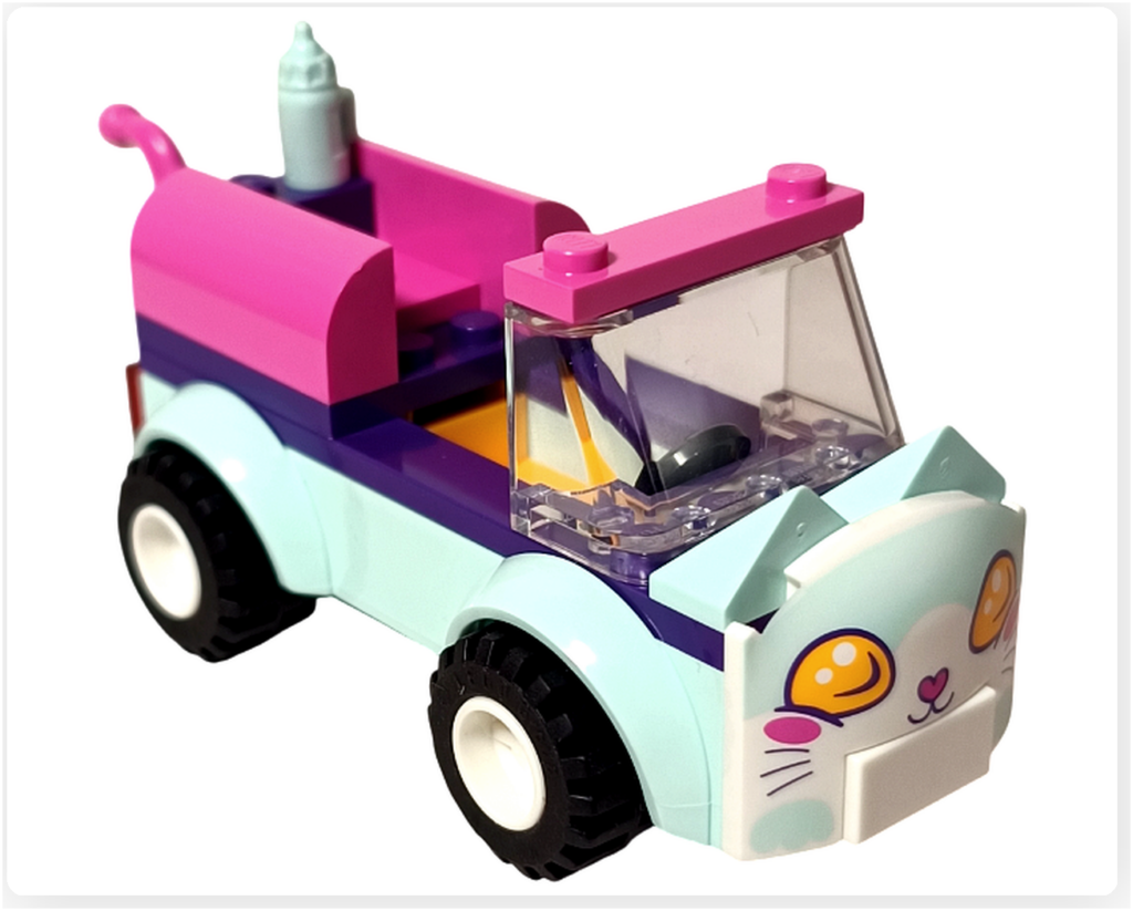 レゴ フレンズ 41439「ねこのペットサロンカー」 組立レビュー ねこ顔パーツ付き車両の完成正面外観