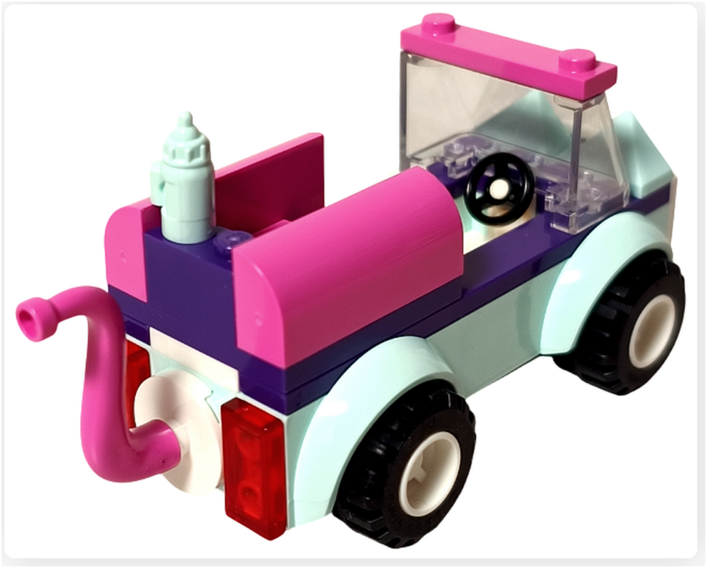 レゴ フレンズ 41439「ねこのペットサロンカー」 組立レビュー しっぽパーツ付き車両の完成背面外観