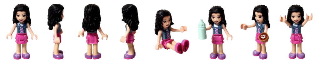 レゴ フレンズ 41439「ねこのペットサロンカー」 ミニドール紹介 エマの正面・側面・背面と各ポーズの全身造形