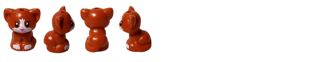 レゴ フレンズ 41439「ねこのペットサロンカー」 ミニフィギュア紹介 子ネコの正面・側面・背面と座り姿の全身造形