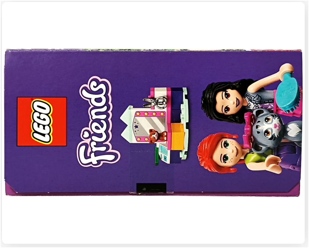 レゴ フレンズ 41439「ねこのペットサロンカー」 総合案内 側面に描かれたミニドールとサロン設備のイラスト