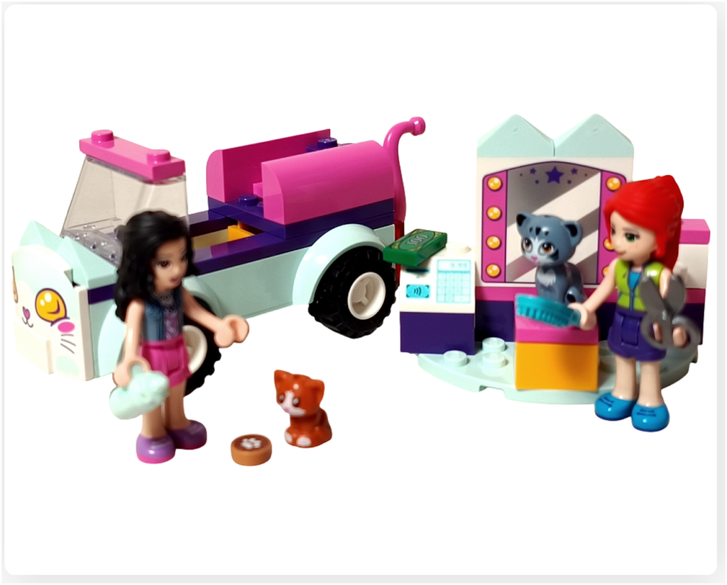 レゴ フレンズ 41439「ねこのペットサロンカー」 総合案内 ミアとエマが親子ネコのケアを始める完成シーン