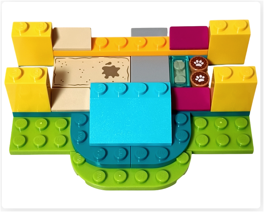 レゴ フレンズ 42612「ネコちゃんランド」 組立レビュー 滑り台の仕組みが組み込まれた土台部分の様子