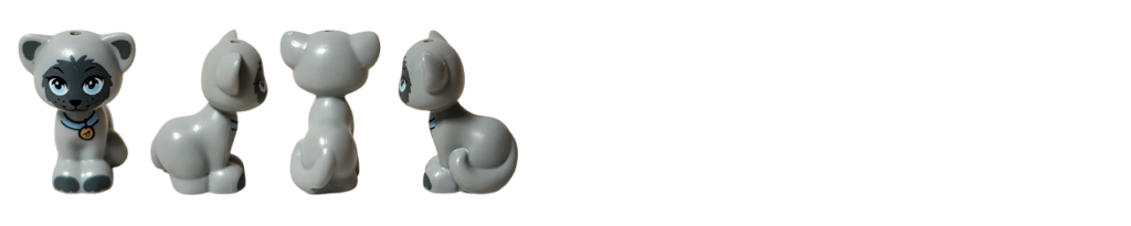 レゴ フレンズ 42612「ネコちゃんランド」 動物フィギュア紹介 ガートルードの正面・側面・背面と座り姿の一覧サムネイル画像