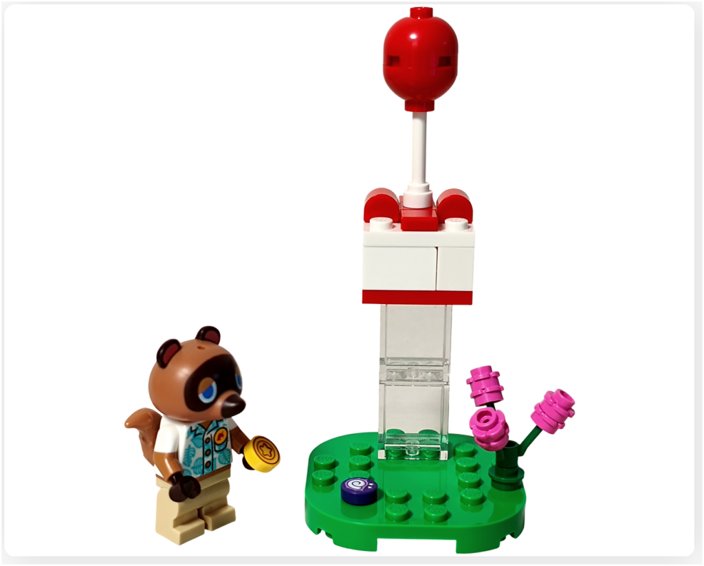 レゴ どうぶつの森 30731 たぬきちと空飛ぶプレゼント 全体構成 たぬきちと風船プレゼントと化石