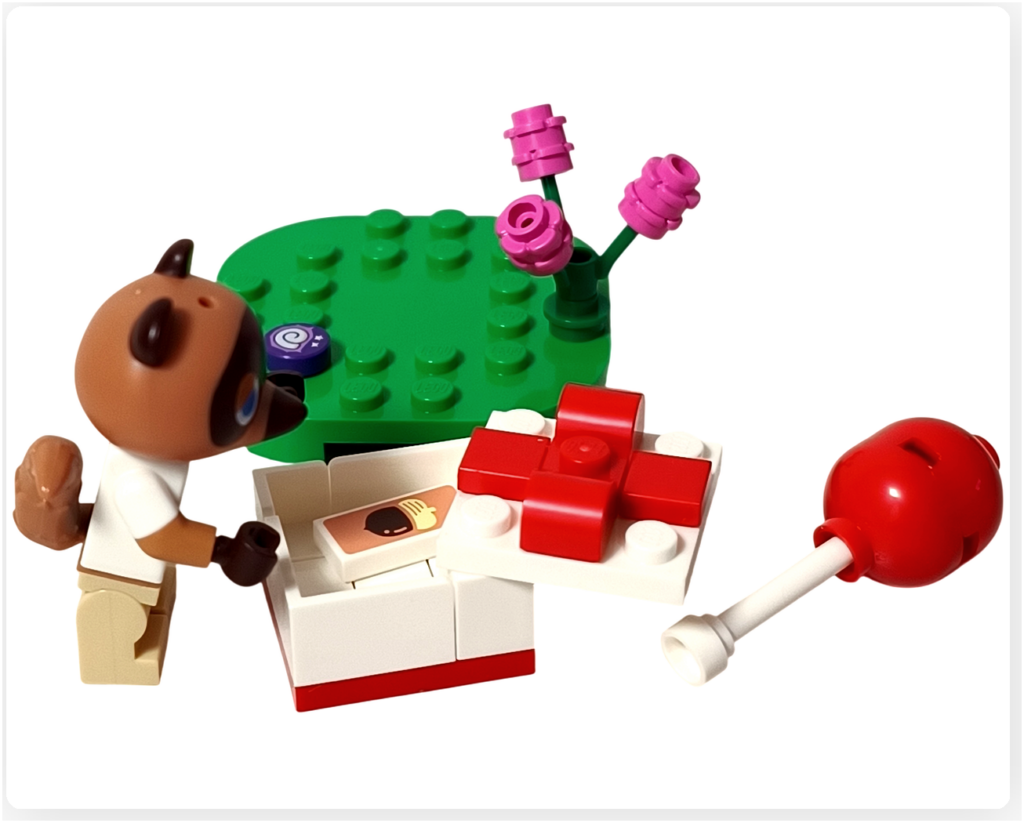 レゴ 30731 たぬきちと空飛ぶプレゼント たぬきち プレゼントボックスを開封するシーン