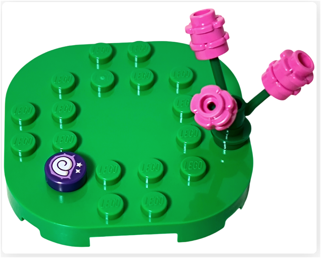 レゴ 30731 たぬきちと空飛ぶプレゼント 花と化石パーツ 地面ベース 組み立て途中