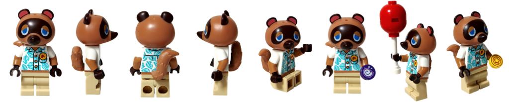 レゴ どうぶつの森 30731 たぬきち ミニフィグ 全方向ビュー 正面 側面 背面 小物付き