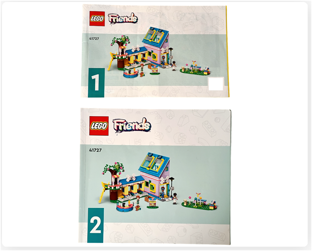 レゴ 41727 ワンちゃんレスキューセンター 組立説明書 2冊構成の表紙と裏表紙 完成モデルのイメージ掲載