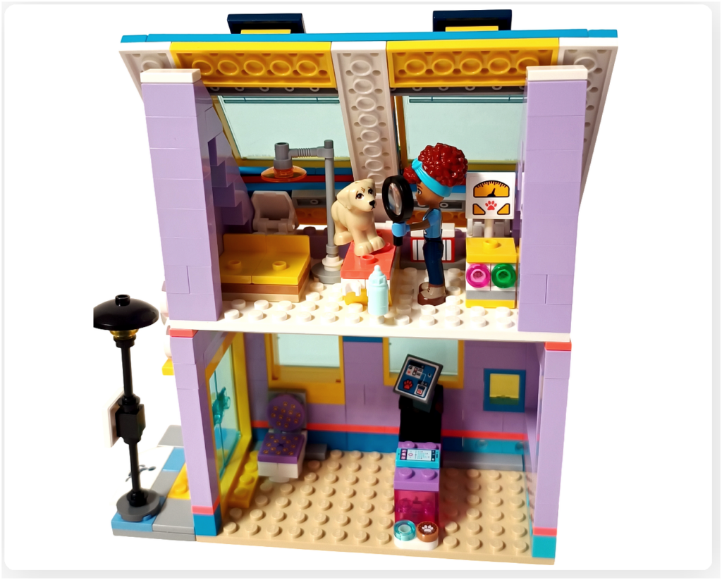 レゴ 41727 ワンちゃんレスキューセンター ガブリエラがグレースを診察するシーン 診察台と医療設備