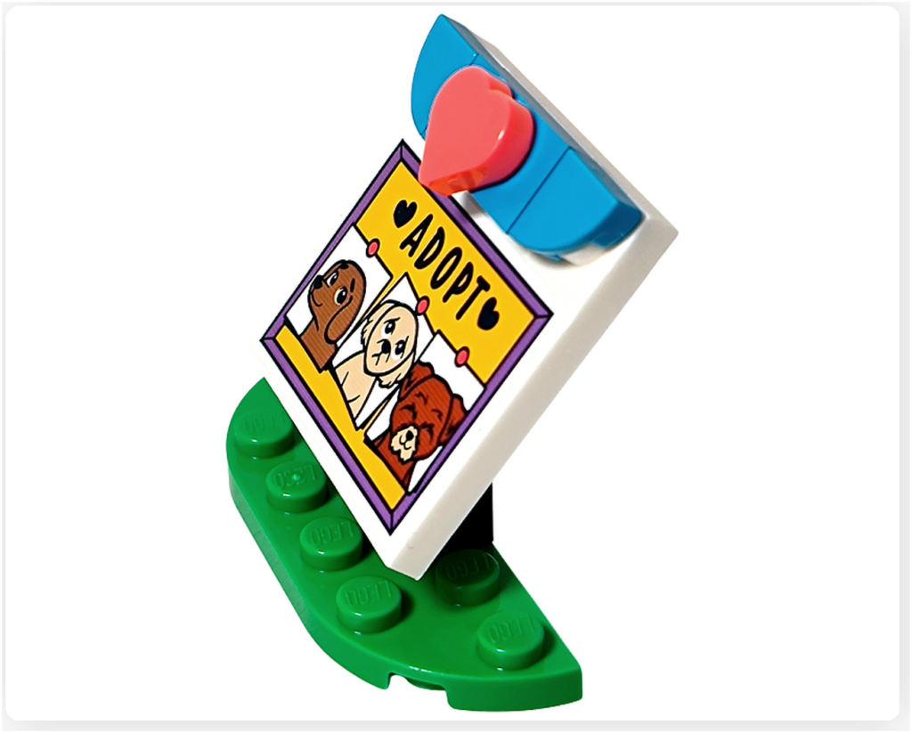 レゴ 41727 ワンちゃんレスキューセンター 里親募集看板 ADOPT 完成 看板の設置状態