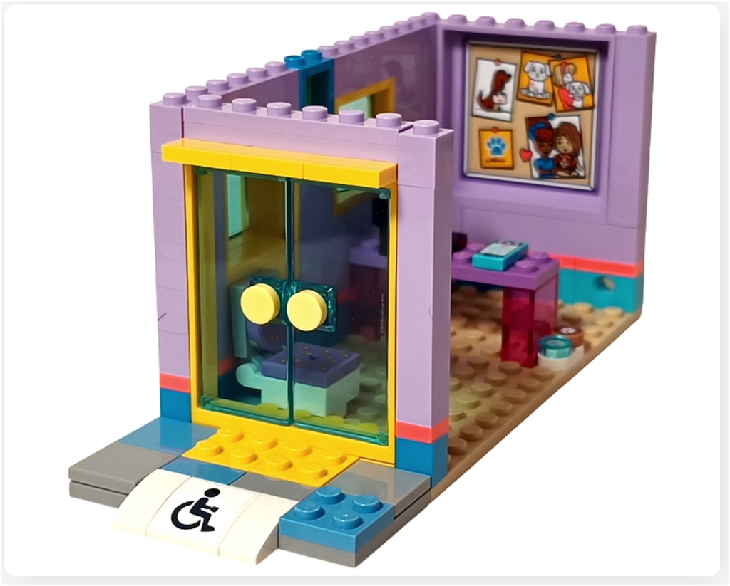 レゴ 41727 ワンちゃんレスキューセンター 正面入口 ガラス扉とスロープ付きエントランス