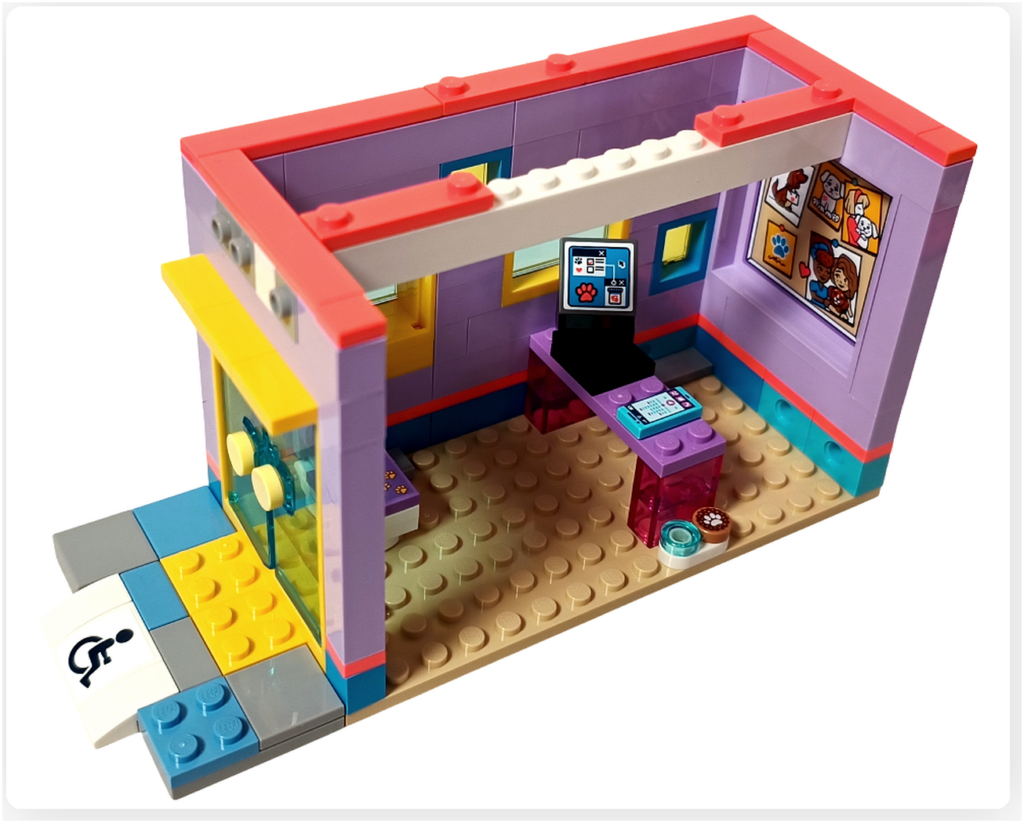 レゴ 41727 ワンちゃんレスキューセンター 受付エリア 天井フレーム完成 モジュラー構造が分かる建物上部の様子