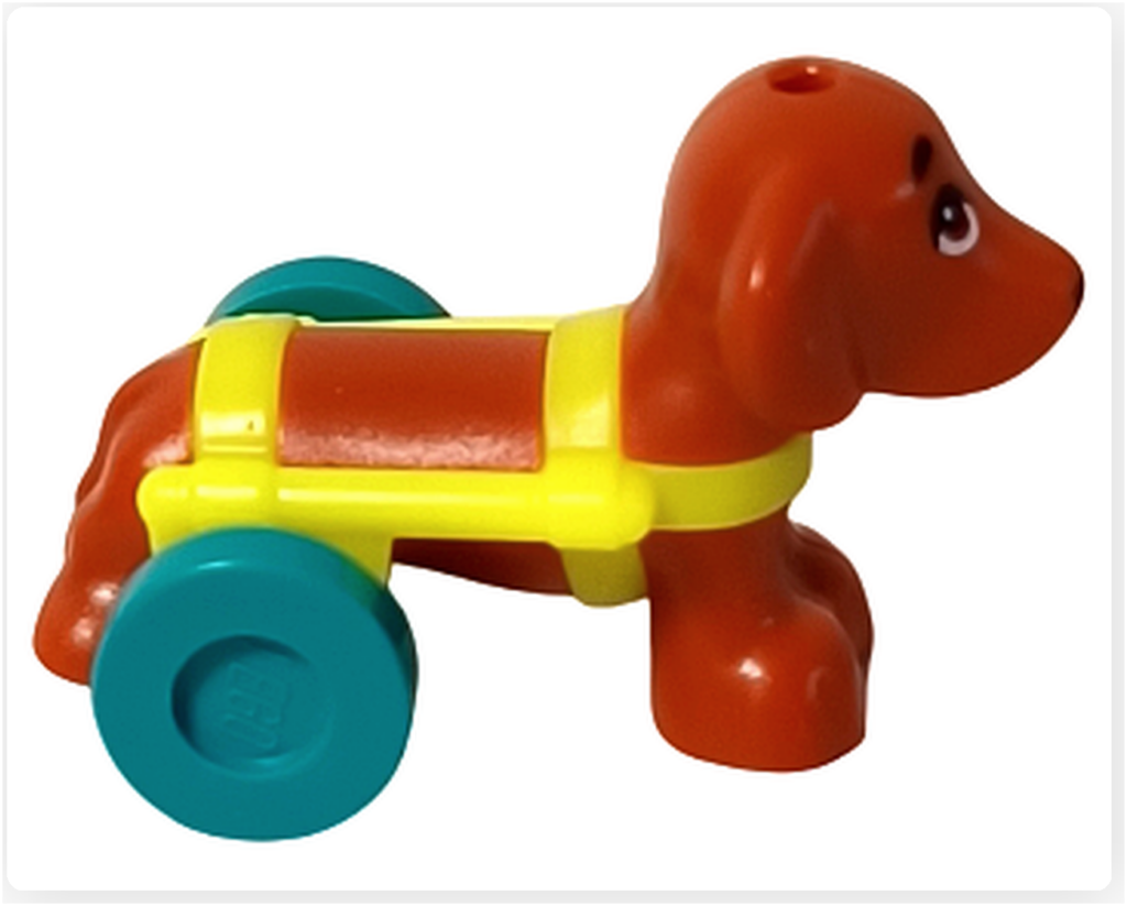 レゴ 41727 ワンちゃんレスキューセンター 犬 フィギュア ピクルス 右側面 補助輪付きの姿