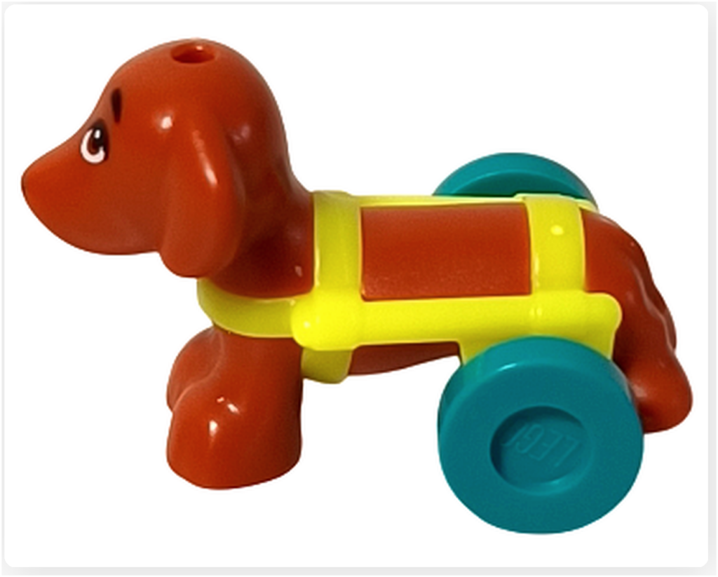 レゴ 41727 ワンちゃんレスキューセンター 犬 フィギュア ピクルス 左側面 車輪補助具のディテール