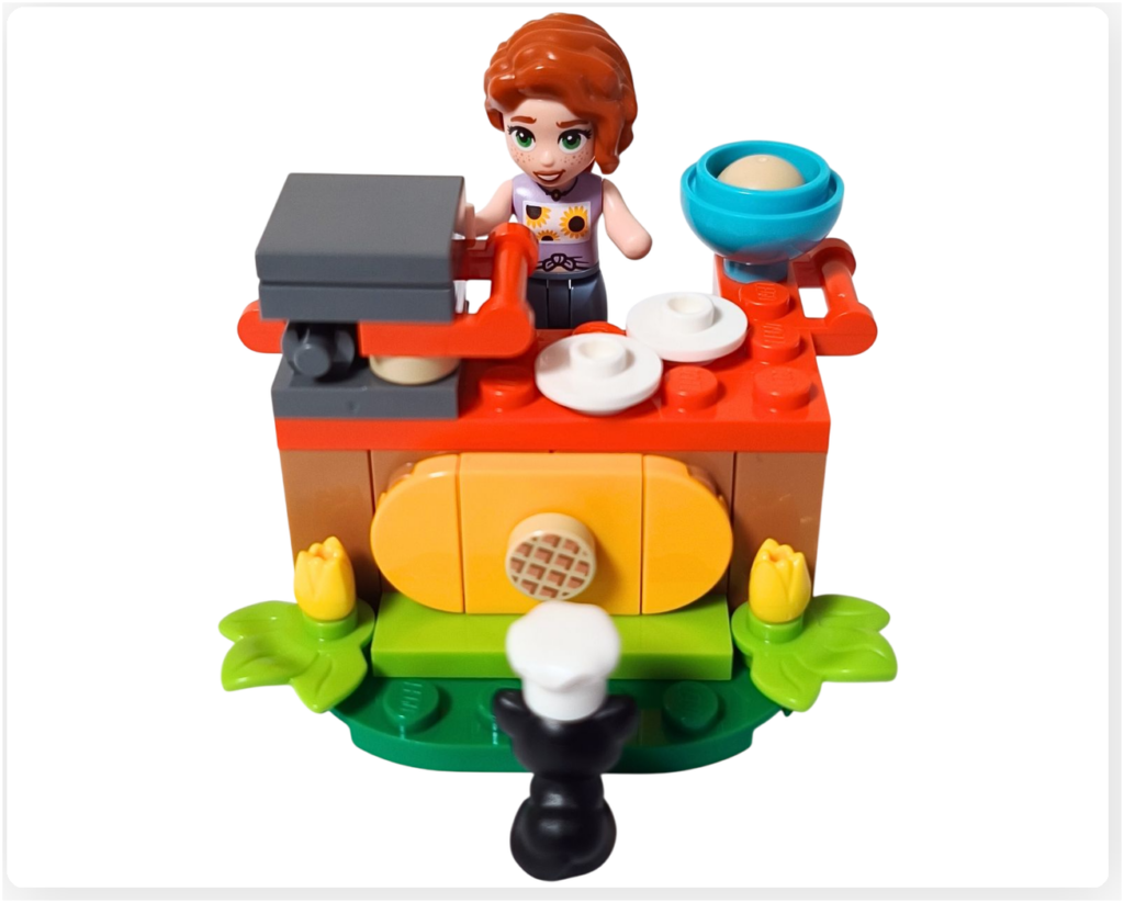 レゴ 30696 オータムのワッフル屋さん 完成シーン ワッフルメーカーで焼くオータムと待つプルート