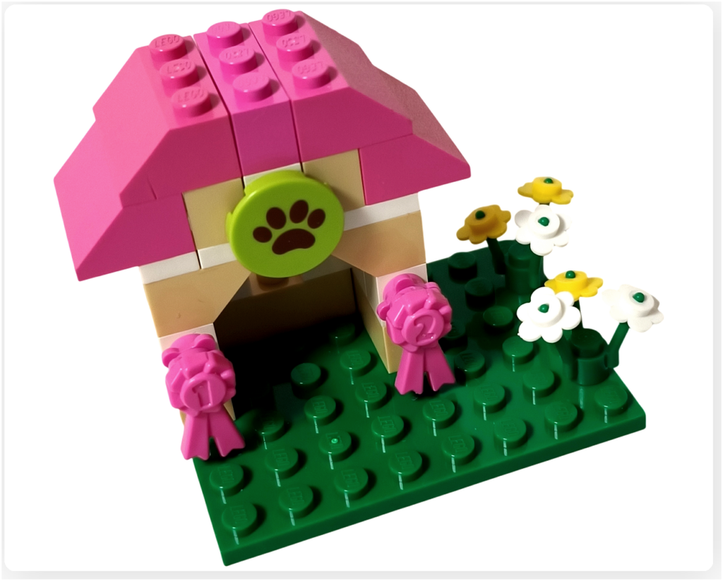 レゴ 3934 パピーハウス パピーハウスの完成した犬小屋。花壇が追加された最終完成状態