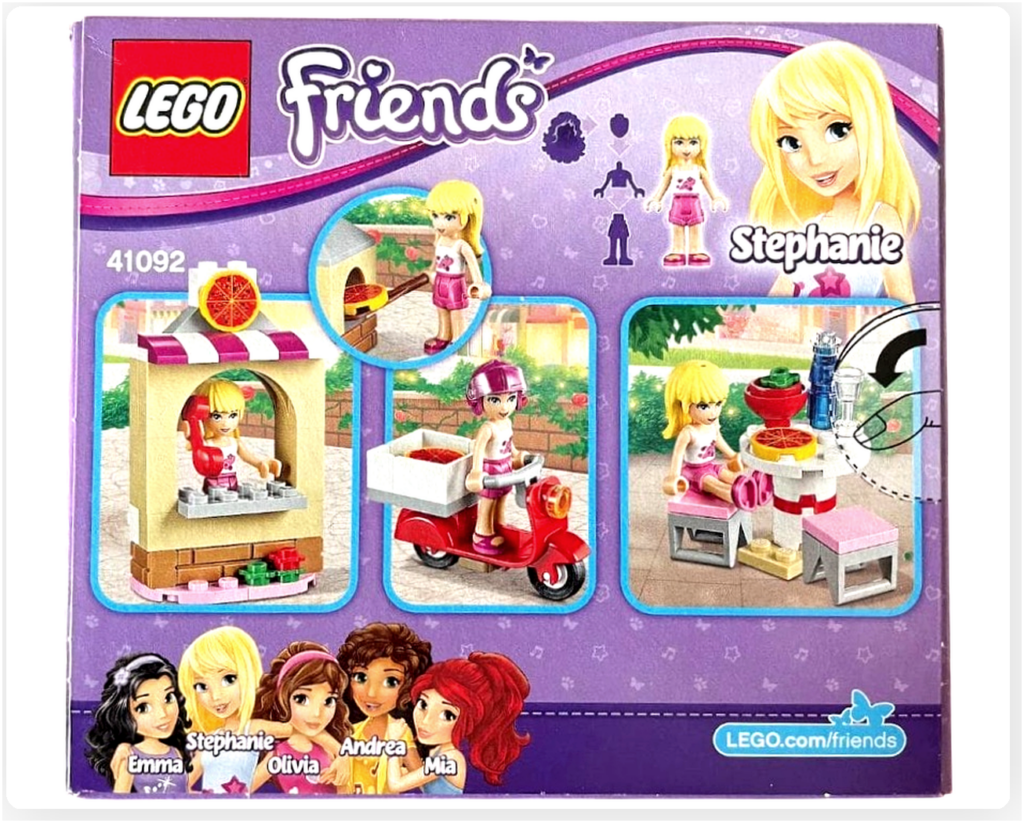 レゴ 41092 ピザショップ ステファニーのピッツェリア パッケージ 背面 遊び方紹介 イラスト