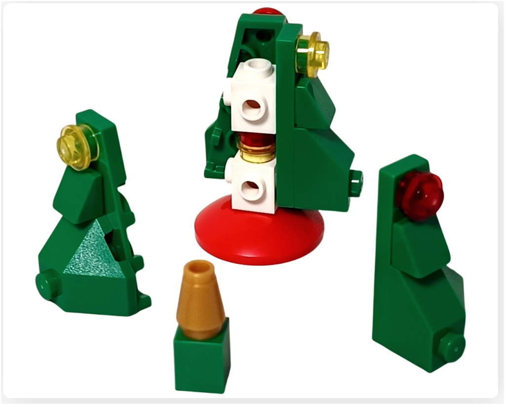 レゴ 60381 シティ アドベントカレンダー 2023 17日目 クリスマスツリー組立途中 ツリーと飾りのパーツ