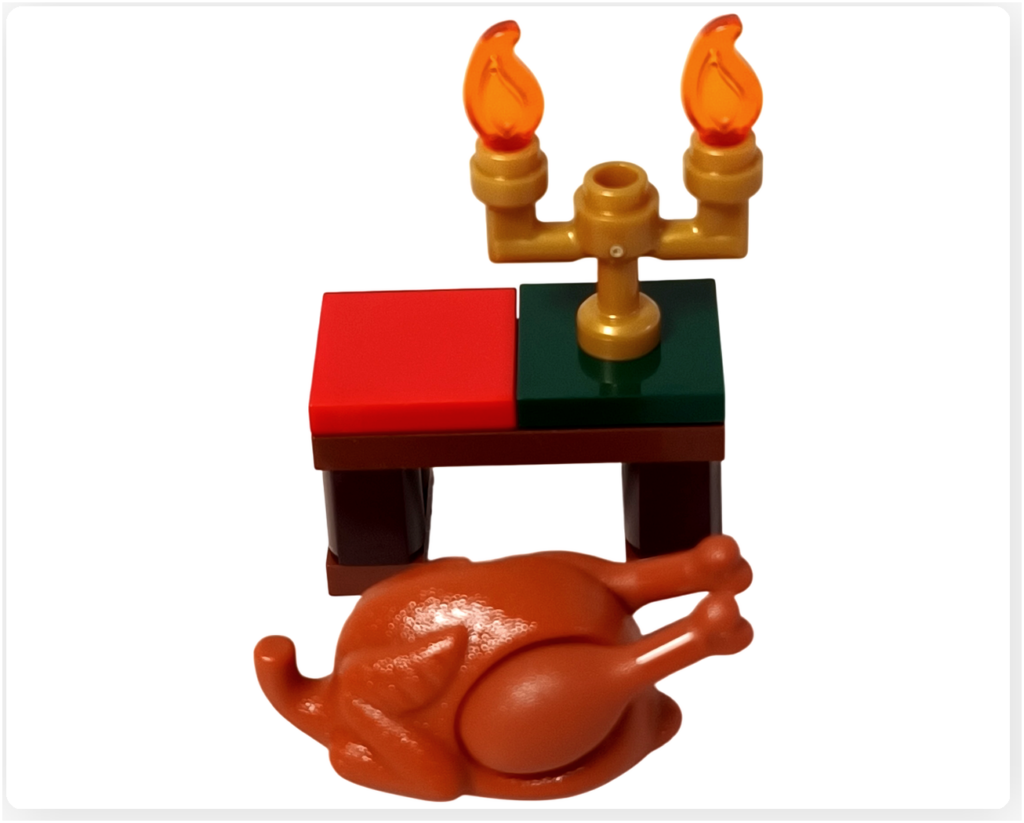 レゴ 60381 シティ アドベントカレンダー 2023 19日目 完成したクリスマスディナー ローストチキンと食卓のミニビルド