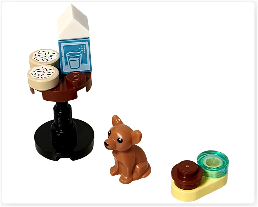 レゴ 60381 シティ アドベントカレンダー 2023 20日目 完成した子イヌとクッキー 子犬とミルクとおやつのミニビルド