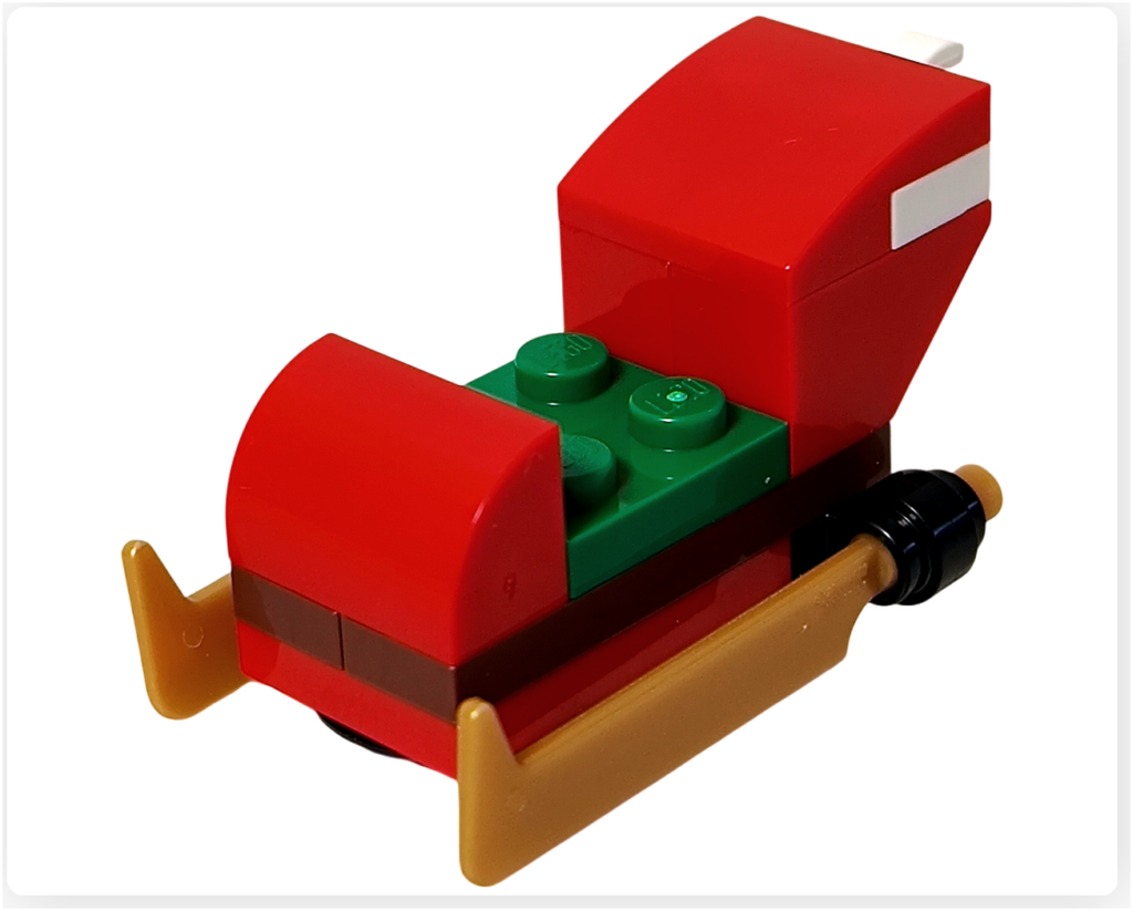 レゴ 60381 シティ アドベントカレンダー 2023 クリスマスのソリ完成 赤い車体と金色のランナーの小さなソリ