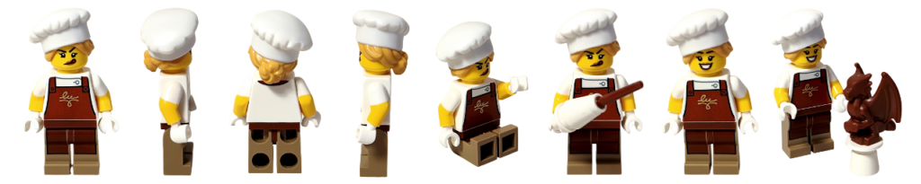 レゴ ミニフィギュア シリーズ29 ショコラティエ 各アングルとチョコレート作品