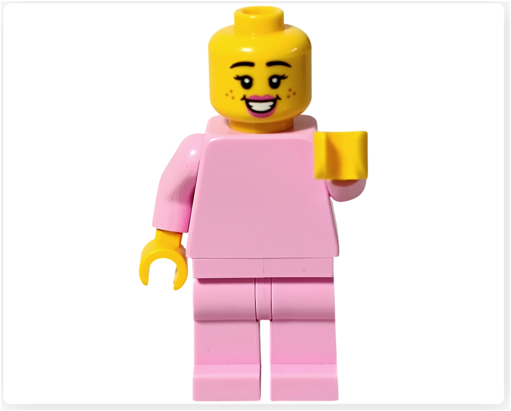 レゴ ミニフィギュアシリーズ タピオカドリンクのコスプレイヤー。タピオカドリンクのコスチュームを外した素の姿