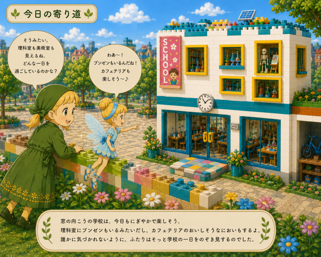 レゴ フレンズ 41731 ハートレイクシティ インターナショナルスクール 総合案内 学校の一日を見守ている様子