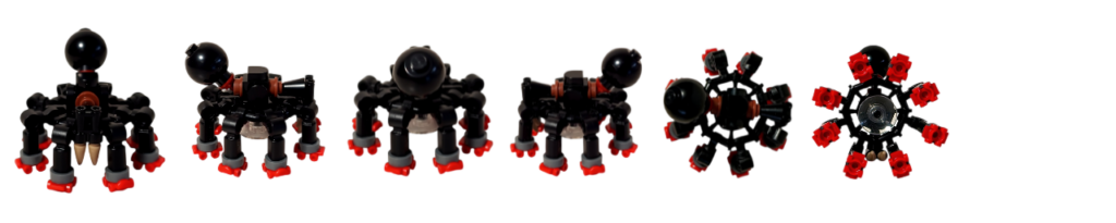 レゴ ハリー・ポッター 76463 ホグワーツ城：医務室 ボガート蜘蛛 ミニフィギュア紹介　正面・斜め前・背面・斜め後ろ・上面・下面から見たボガート蜘蛛の比較写真