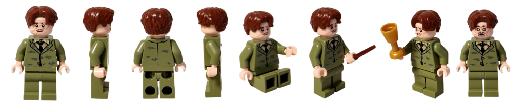 レゴ ハリー・ポッター 76463 ホグワーツ城：医務室 リーマス・ルーピン ミニフィギュア紹介　正面・右側・背面・左側・座り姿・杖を持った姿・ゴブレットを持った姿・表情違いの比較写真